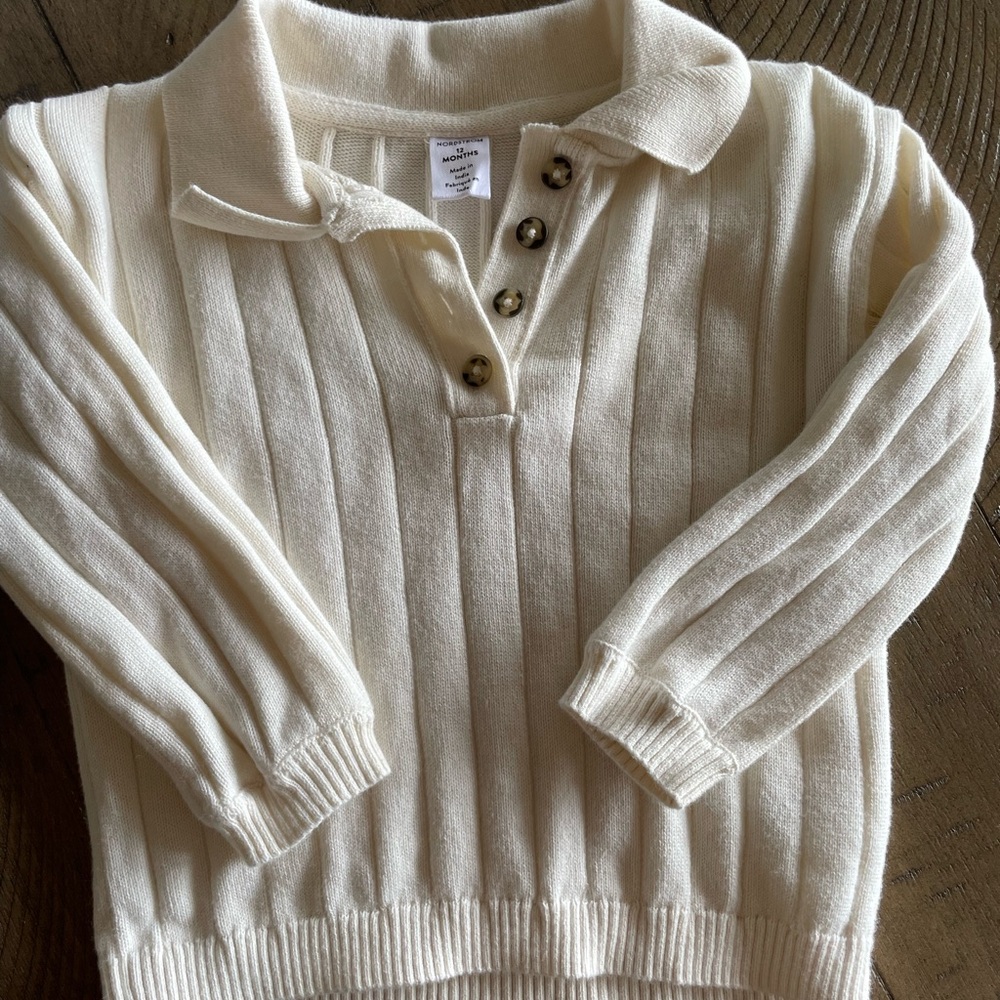 Nordstrom toddler boy cream sweater. Size 12 months